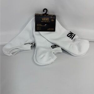 Vans White Low-Cut Athletic Socks with Black Logo - 3 Pack